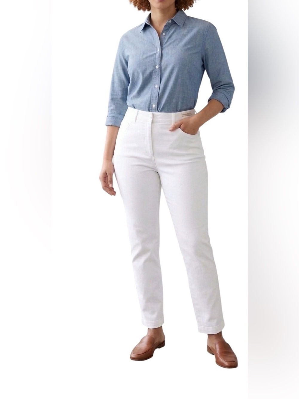 Rafaella Curvy White Straight Leg Trouser Pants Size 6 Sailor Nautical Coastal